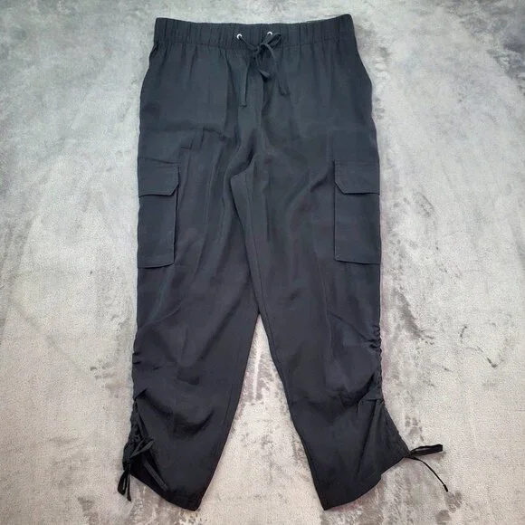 Sofia Vergara Luxe Utility Cargo Pant Size Large Black High Rise Ankle Jogger - Picture 11 of 11